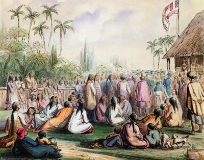 Le pavillon du Protectorat français à Tahiti en 1842, vers 1842-48 - Maximilien Radiguet